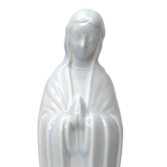 Virgin Mary Ceramic Angelic Statue Figurine Blue White Handmade Jesus Christ Pra - Picture 5 of 7